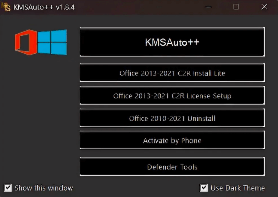 Главное окно KMSAuto++